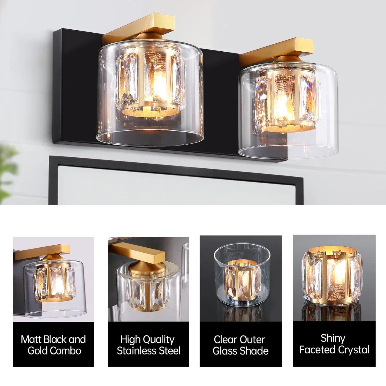 Kolt Chrome Modern 2-Light Bathroom Vanity Light Fixture - Perfect for Bathroom Makeovers & Spa-Like Ambience