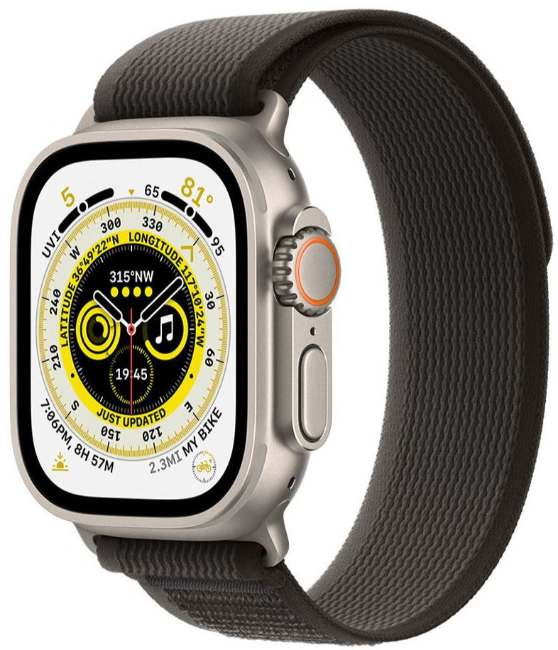 Apple Watch Ultra 49mm (GPS + Cellular) Titanium Case with Black/Gray Trail Loop - MQF53LL/A - Smartwatch for Fitness, Outdoor Adventures & Daily Use