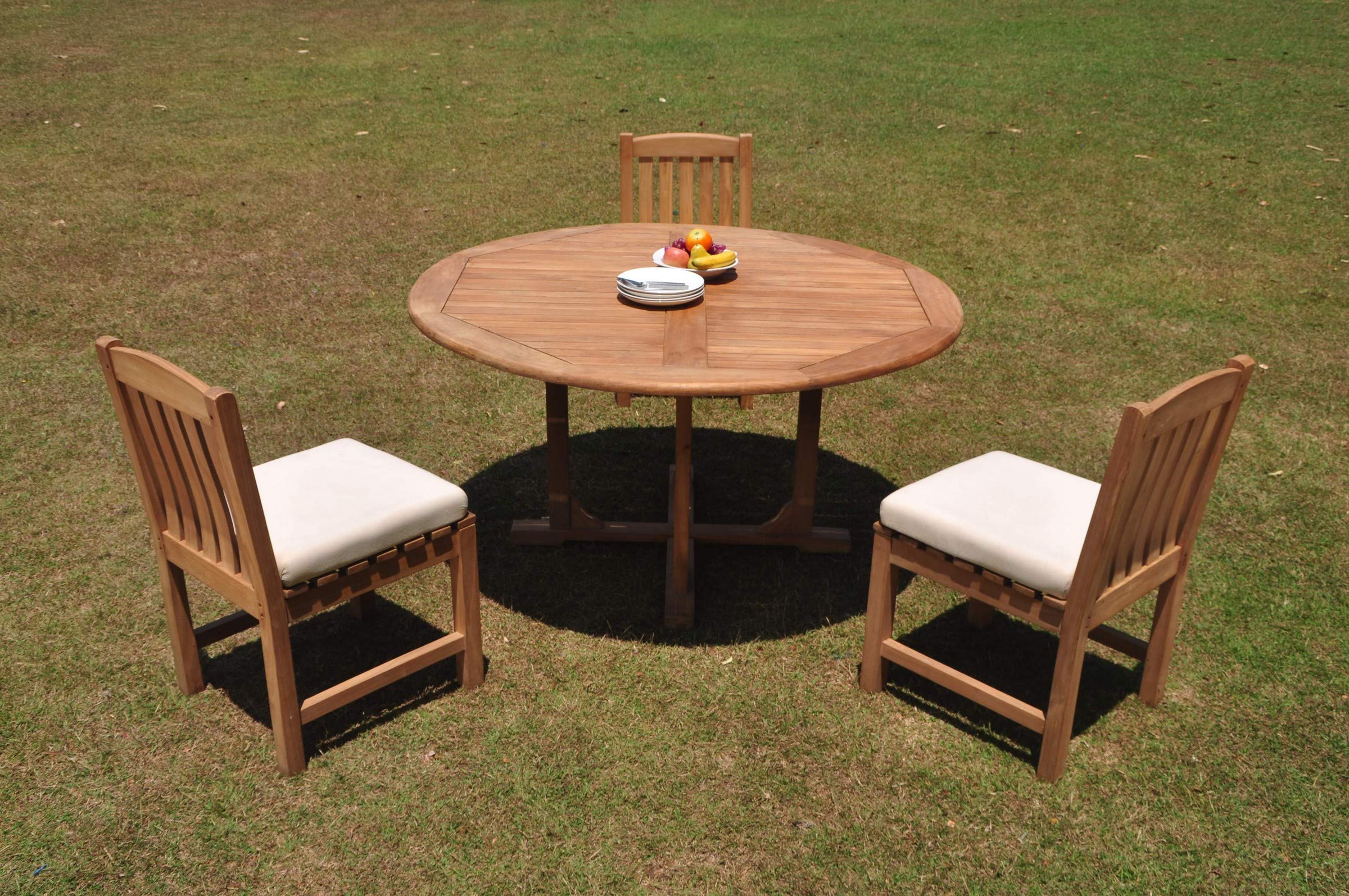 Premium Grade-A Teak Wood 4-Piece Outdoor Dining Set - 60
