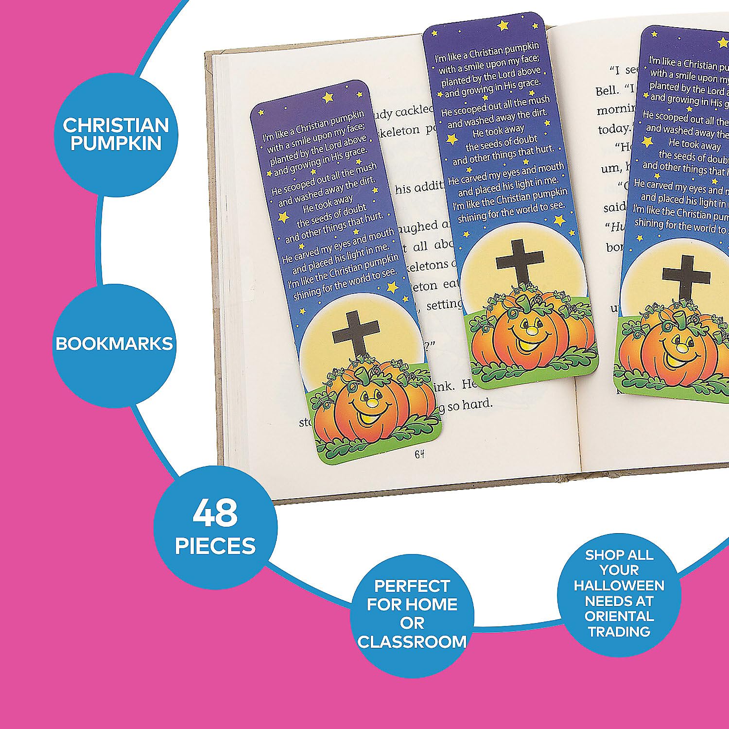 Bulk Set of 48 Pumpkin Prayer Bookmarks - Christian Halloween Bible Study Supplies for Church Groups, Sunday School & Fall Bible Journaling