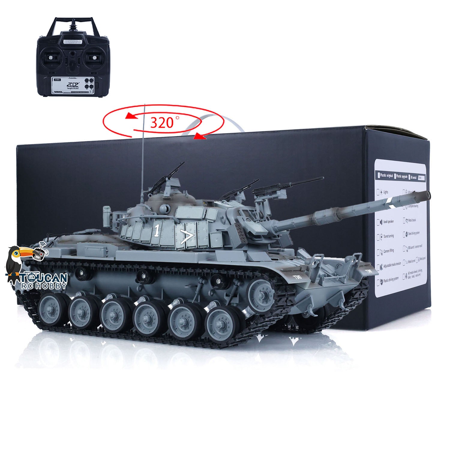 1/16 Scale Tongde Israel RC Panzer Military Model - Remote Controlled Infrared Battle Tank M60W with ERA BB Shooting System | US Stock | Perfect for Military Enthusiasts, Collectors & Outdoor RC Battles