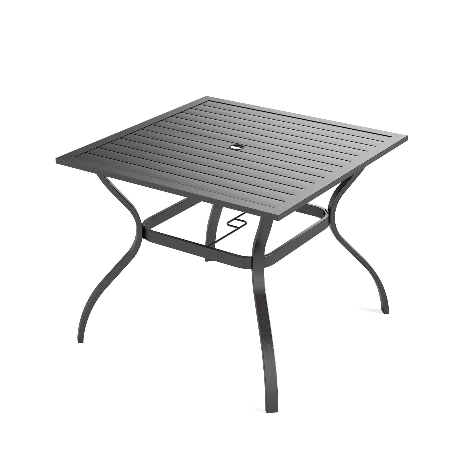PHI VILLA 37 Inch Square Metal Patio Dining Table - Black Steel Outdoor Bistro Table with 1.57