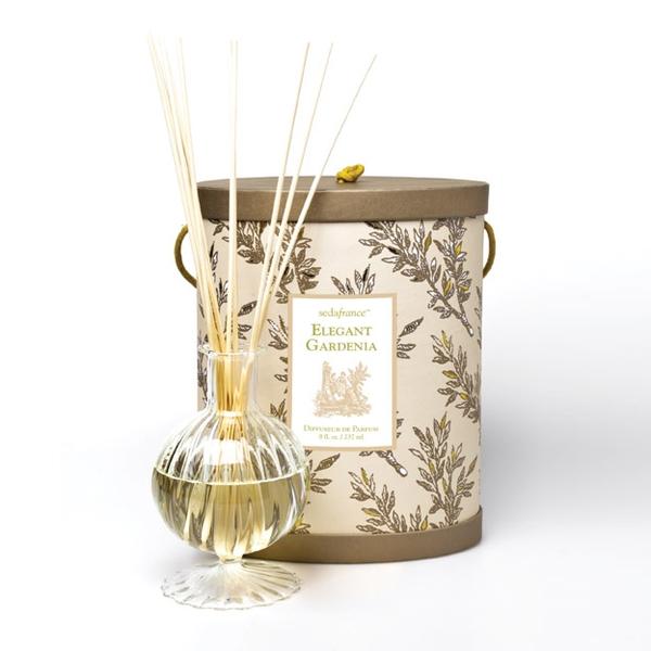 Seda France Elegant Gardenia Classic Reed Diffuser Set - Home Fragrance Oil Diffuser for Living Room, Bedroom, and Bathroom Decor