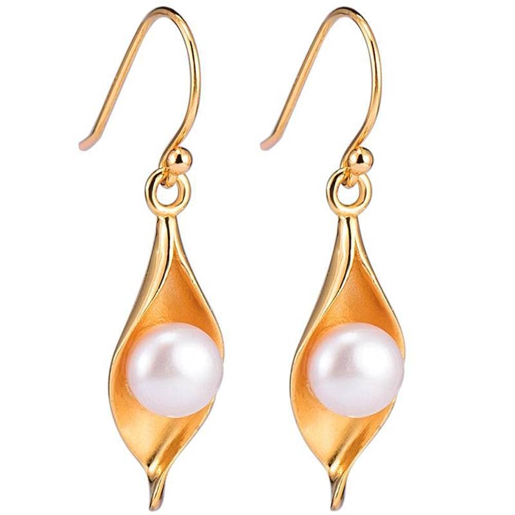 SIWAN S925 Sterling Silver Inlaid Freshwater Pearl Earrings - Vintage Palace Style Dangle Earrings for Women, Minimalist & Personalized Jewelry, Perfect for Summer, Weddings, Parties & Daily Wear