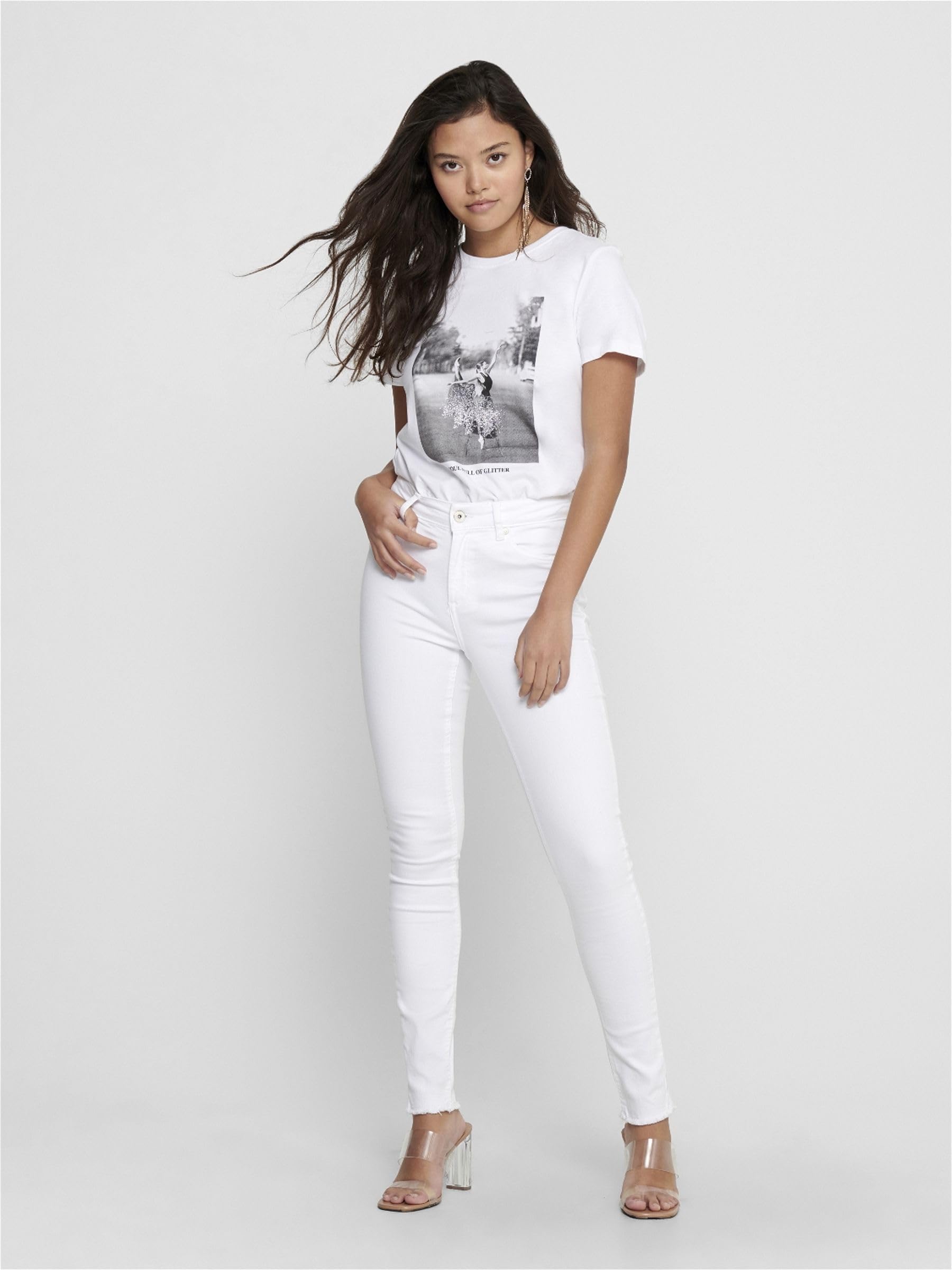 ONLY Women's High Waist Skinny Jeans - ONLBLUSH Medium Rise Stretch Denim Pants for Casual & Night Out | Slim Fit Comfortable Jeans for Everyday Wear