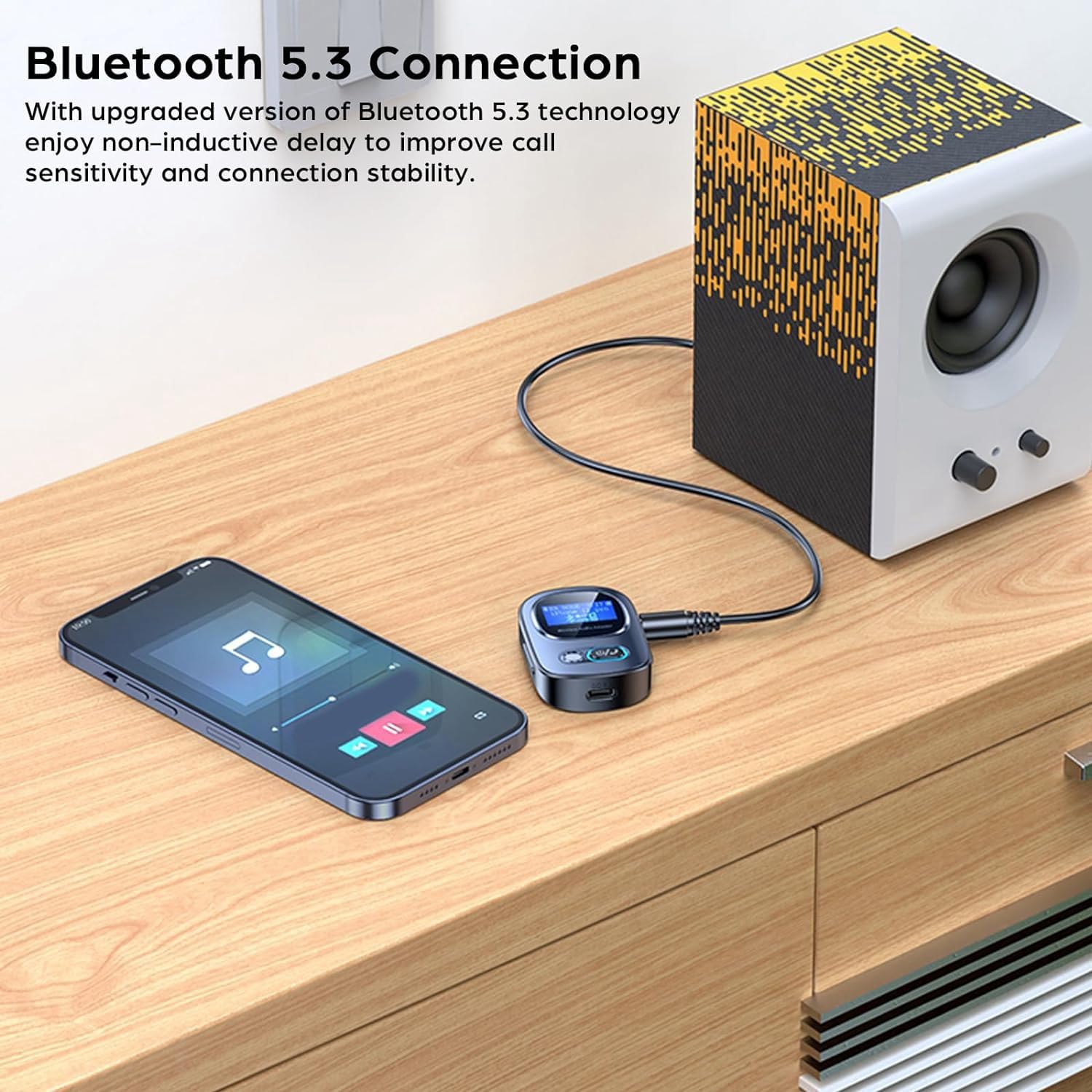 CENMEN Bluetooth 5.3 Transmitter & Receiver - Wireless Audio Adapter with LED Display for TV, PC, Car & Home Stereo | Mini Portable Dual Mode Audio Converter for Streaming, Gaming & Music Playback