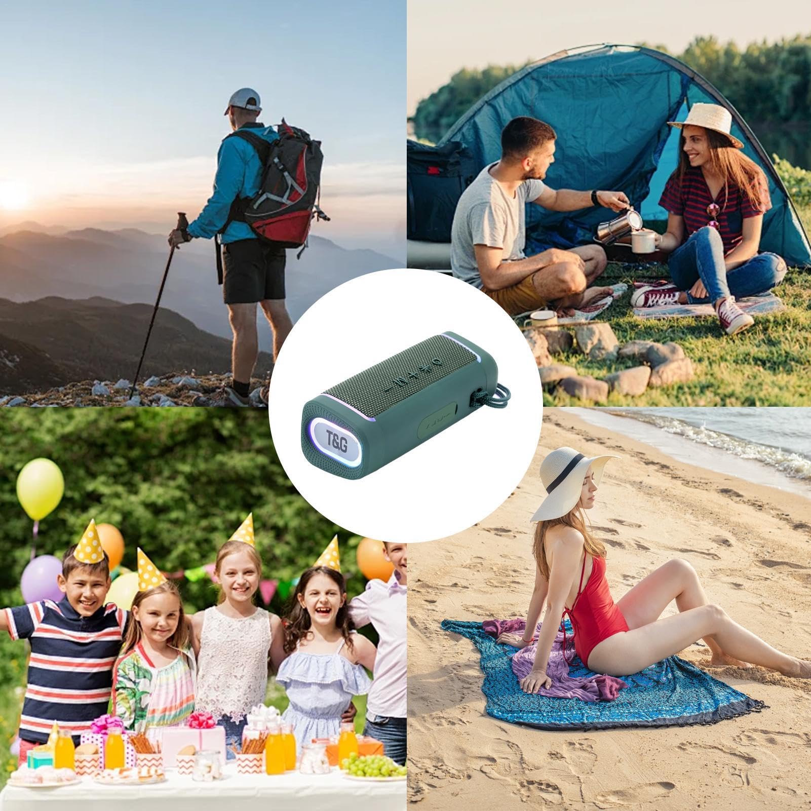 Dranng Outdoor Wireless Speakers - Dust-Proof, LED Rechargeable, Scratch-Resistant, Deep Bass with 1200mAh Battery for Travel, Camping, and Beach Adventures