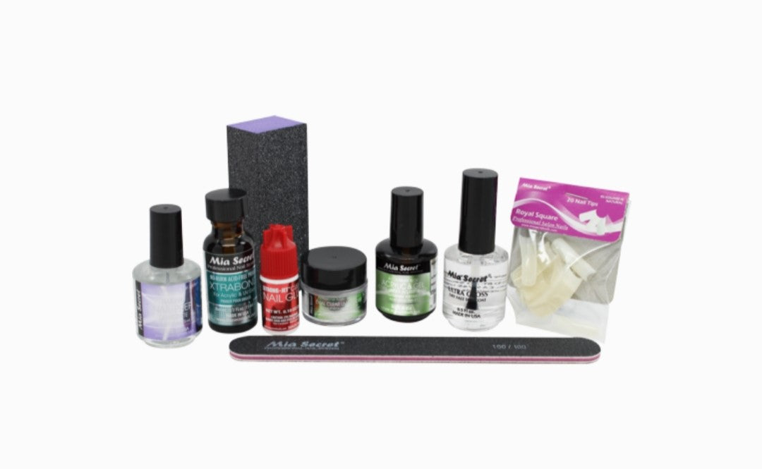 MIA SECRET Brush On Acrylic and Gel Nail Kit - Clear - Professional DIY Manicure & Nail Art Set for Home & Salon Use