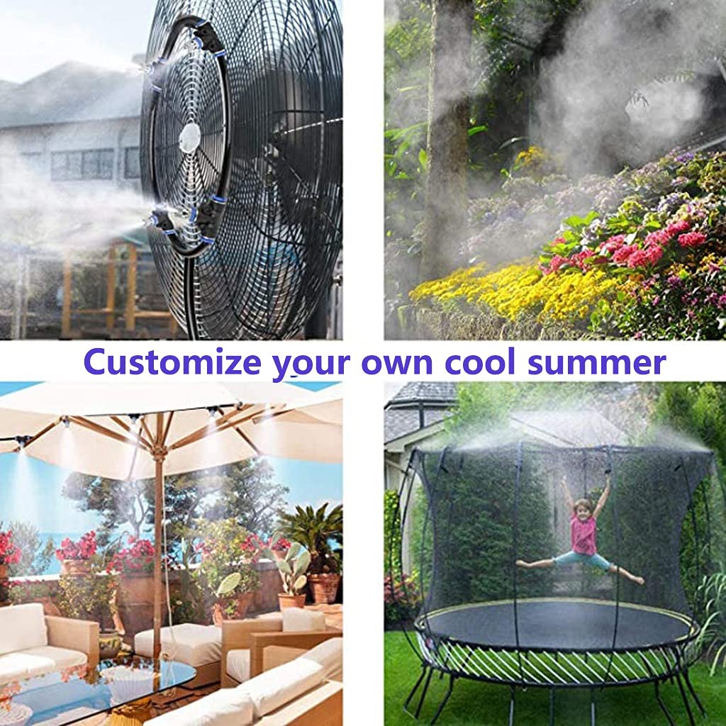 Outdoor Cooling Fan Mist Kit with Brass Nozzles - 12m Home Irrigation Sprinkler System for Patio, Lawn, Garden & Greenhouse | Black Color | Perfect for Summer Backyard Cooling and Plant Hydration