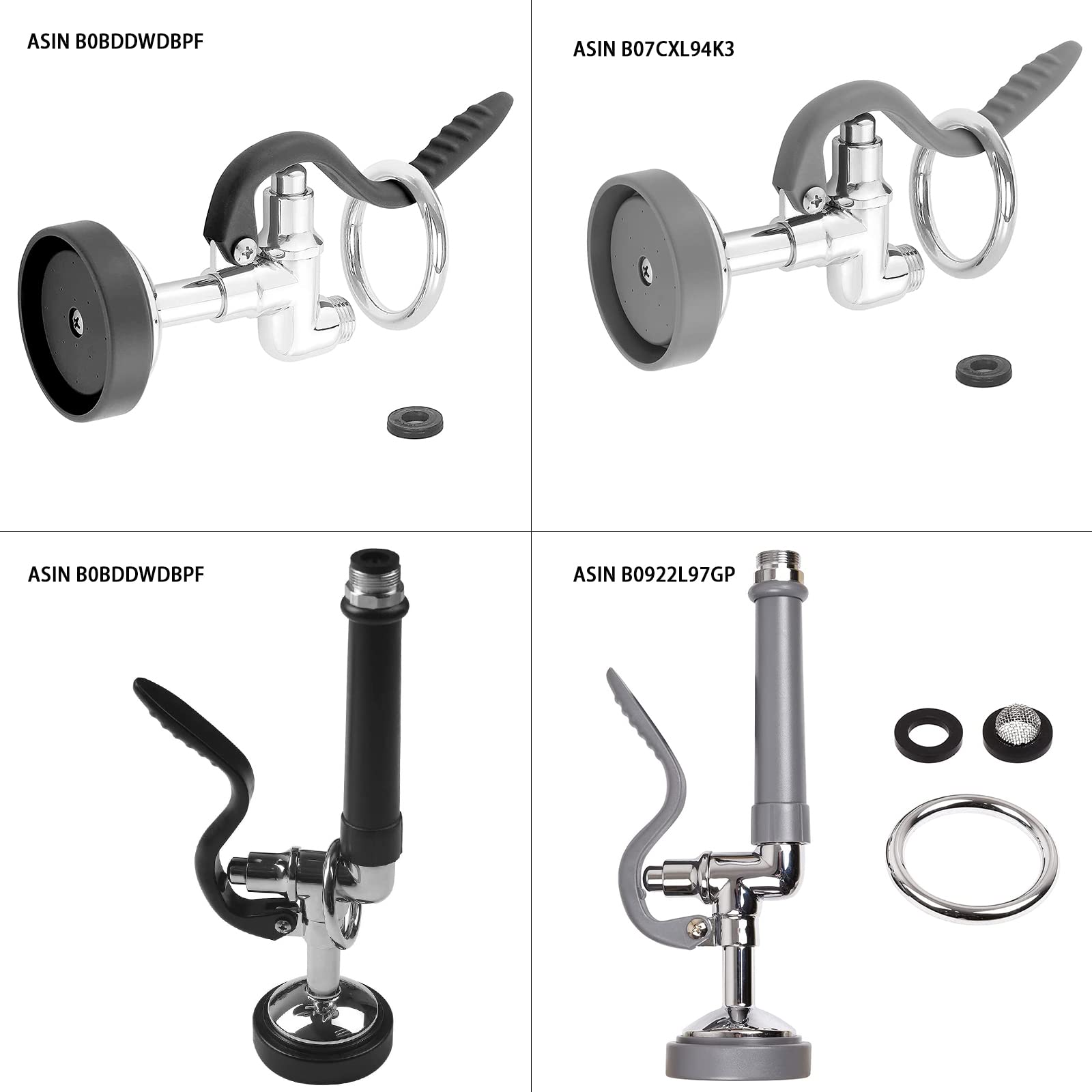 Commercial Kitchen Sink Pre-Rinse Spray Valve - 1.42 GPM High Pressure Faucet Sprayer Head with Chrome Polished Nozzle Replacement Kit (Black) - Perfect for Restaurant, Food Truck & Commercial Dishwashing Stations