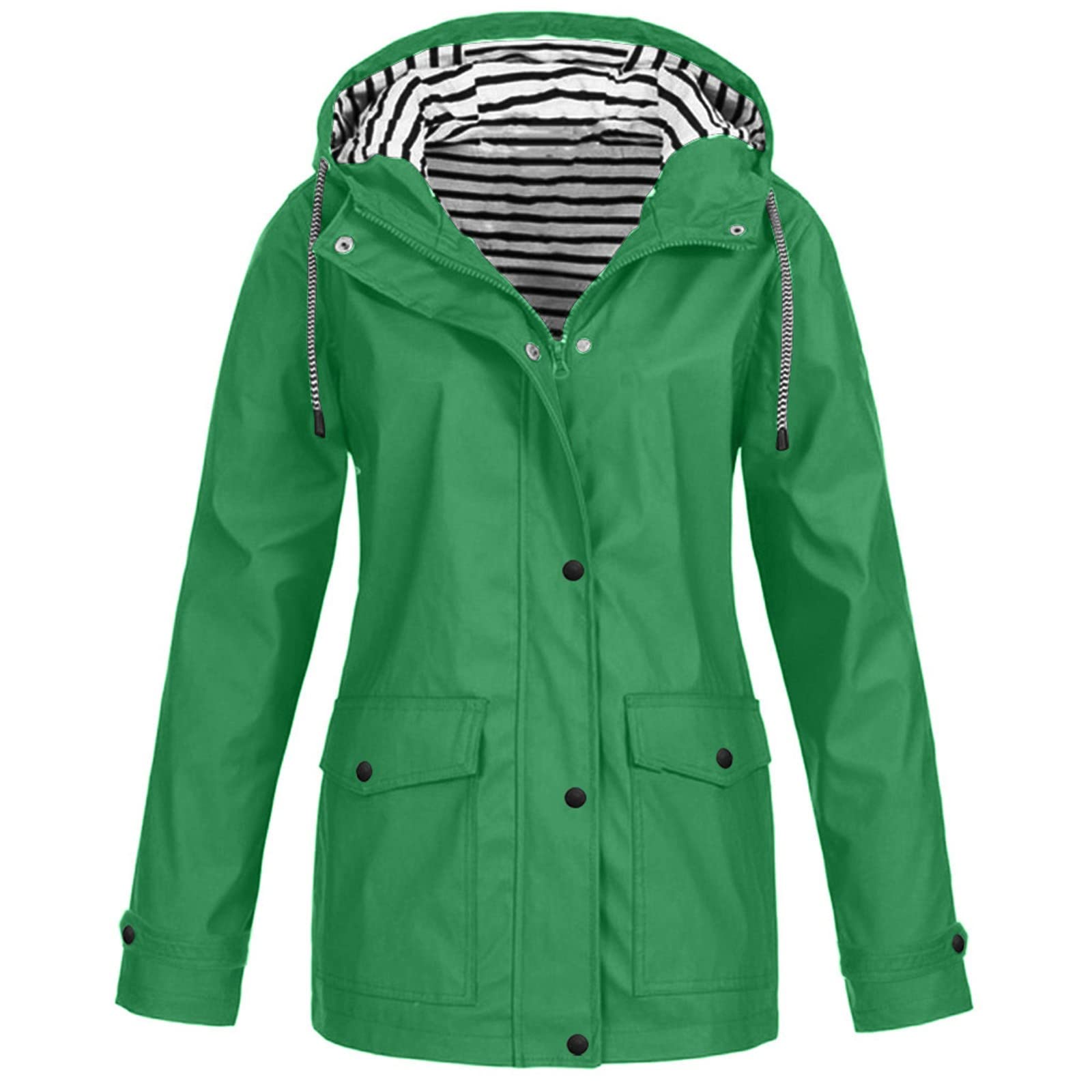JJHAEVDY Women's Waterproof Hooded Raincoat - Windproof Solid Rain Jacket for Fall & Outdoor Activities | Perfect for Hiking, Commuting & Casual Wear