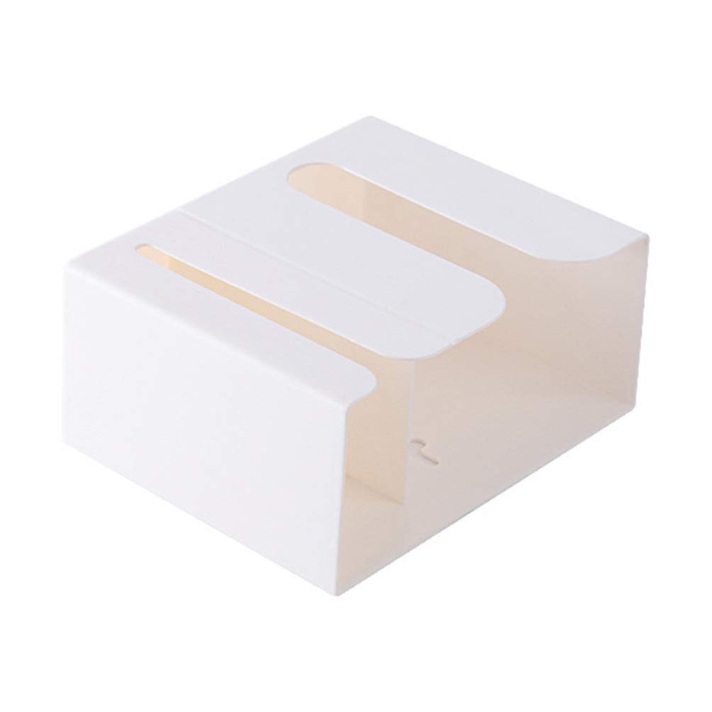 Wall Mount Paper Towel Holder & Trash Bag Dispenser - White Plastic Tissue Box Cover for Kitchen, Bathroom & Home Organization | Space-Saving Garbage Bag Storage Solution