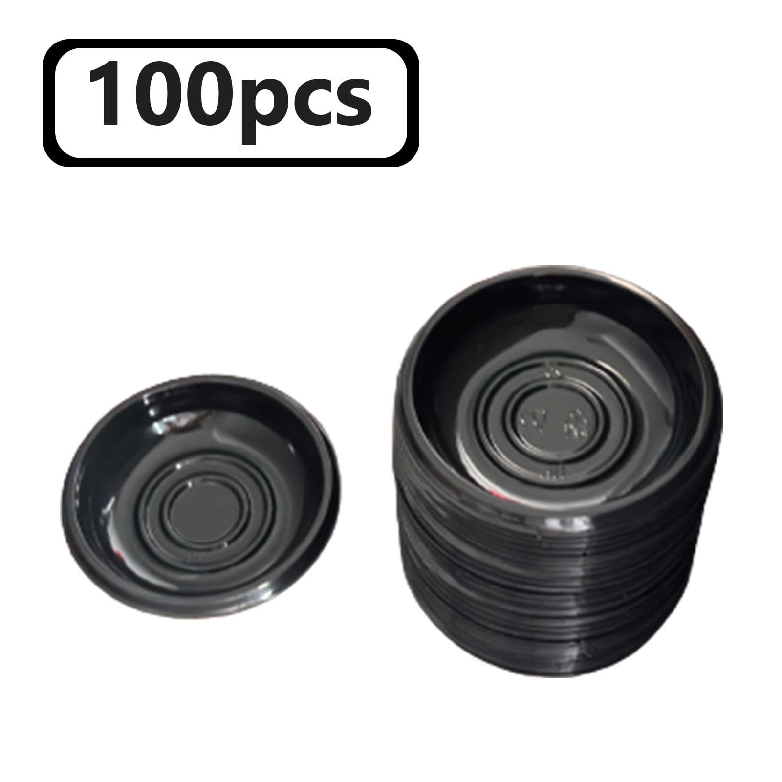 100 Pcs Black Plastic Disposable Sauce Bowls - Mini Condiment Dishes for Sushi, Soy Sauce, Mustard, Vinegar & Ketchup - Perfect for Restaurants, BBQs, Parties & Catering Events