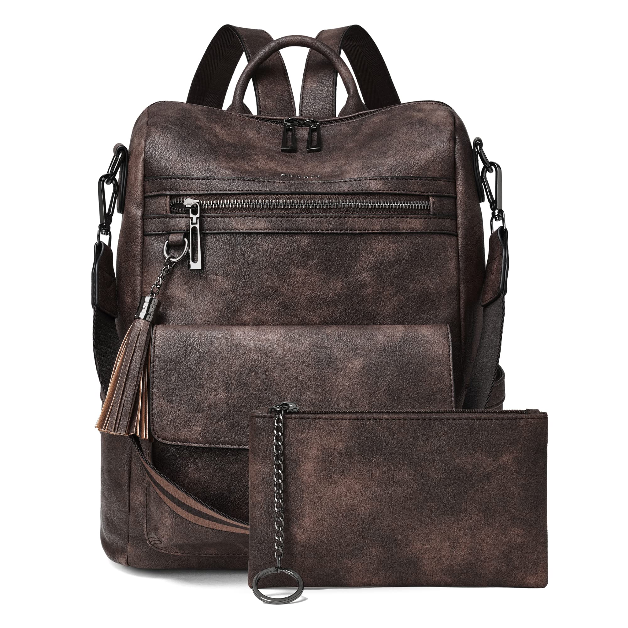 Shrrie Women's Leather Backpack Purse - Fashion Travel Shoulder Bag for Work & Outings