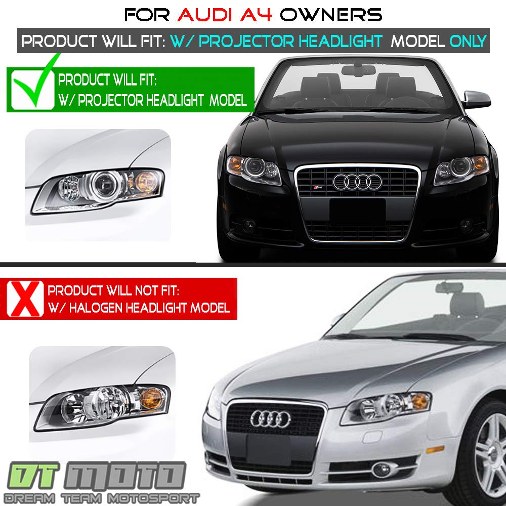 ACANII Replacement HID/Xenon Headlight Assembly for 2006-2008 Audi A4 S4 (Driver Side, Non-Curve Lighting) - Durable Aftermarket Headlamp for Night Driving & Foggy Conditions