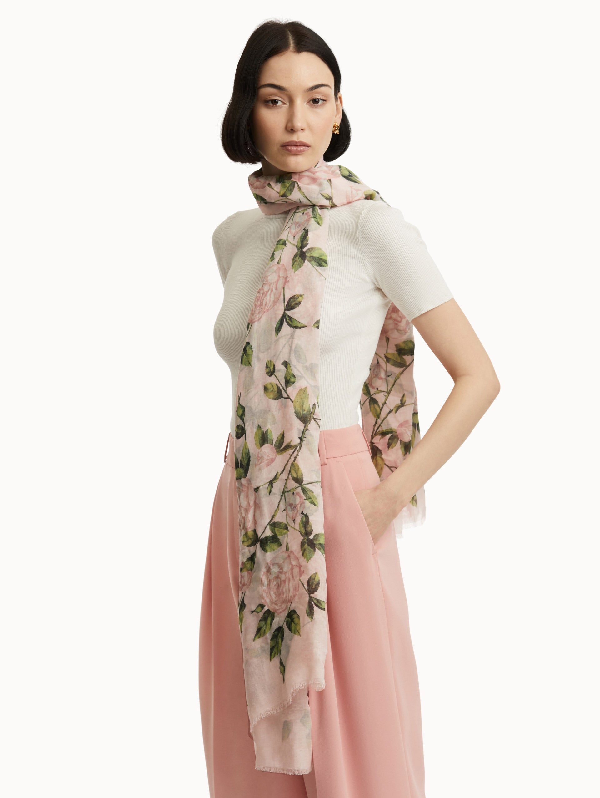 Soft English Rose Modal Scarf for Women - Lightweight & Breathable Fashion Accessory for Spring, Fall, and Winter Outfits