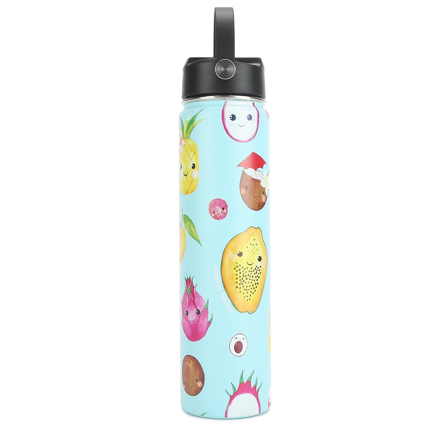 24oz Insulated Stainless Steel Water Bottle - Leak Proof, Double Wall Vacuum Flask for Hot & Cold Drinks - Perfect for Hiking, Gym, Travel & Outdoor Activities - Hawaii Fruits Mint Design