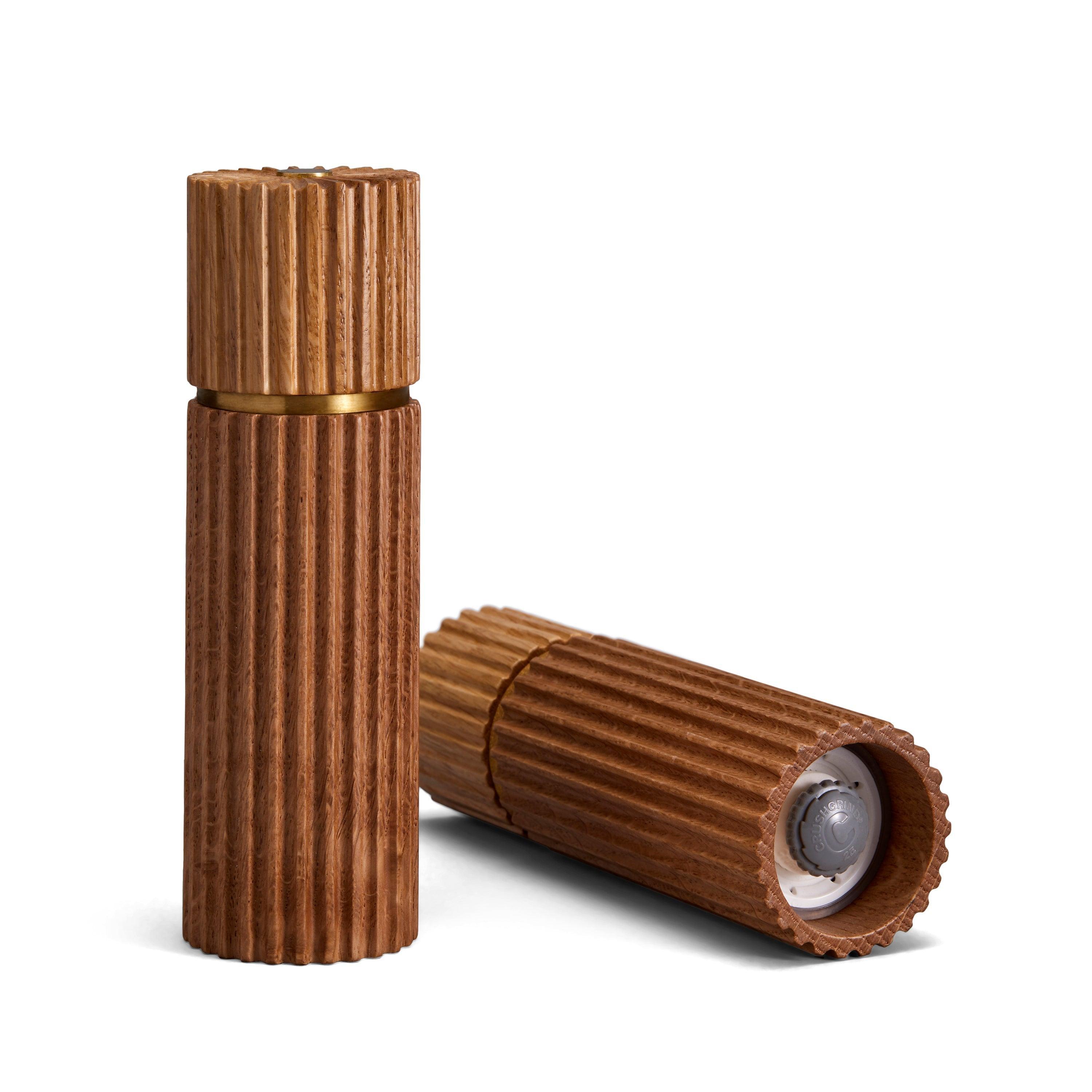 Premium Ionic Salt and Pepper Grinder Set - Natural Oak Wood (2-Piece) for Gourmet Cooking & Dining Table Elegance