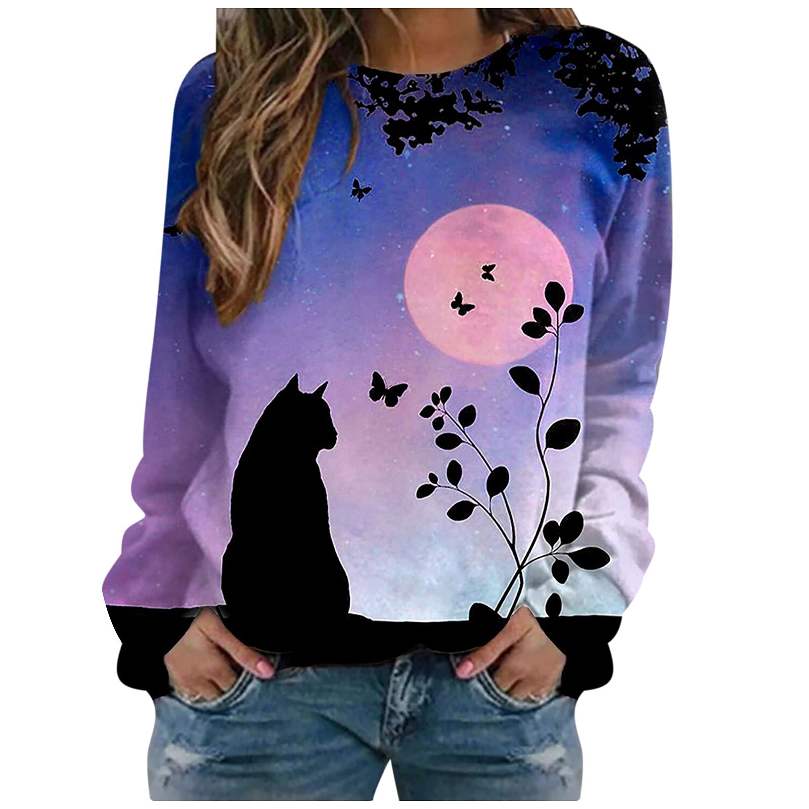 Cute Women's Sweatshirts - Casual Loose Long Sleeve Crewneck Pullover Tops for Everyday Wear & Holiday Outfits | Cozy Fall & Winter Fashion