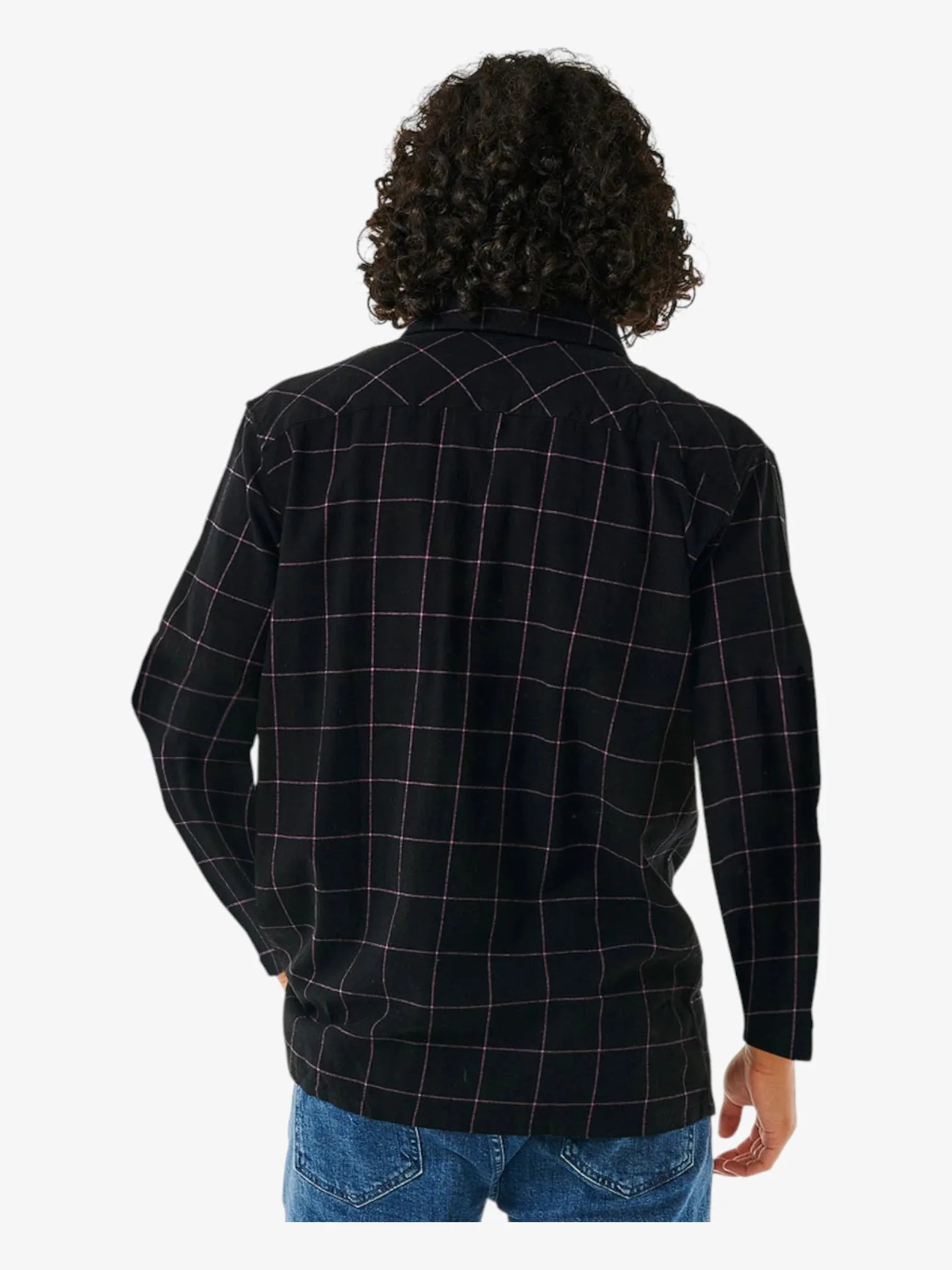 Rip Curl Black Checkered Flannel Shirt for Men - Casual & Comfortable Outdoor Wear for Hiking, Camping, and Everyday Use