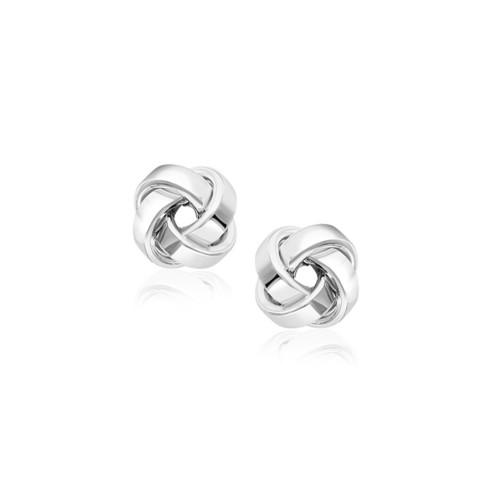 14K White Gold Classic Love Knot Stud Earrings for Women – Elegant Jewelry Gift for Anniversary, Valentine's Day & Special Occasions