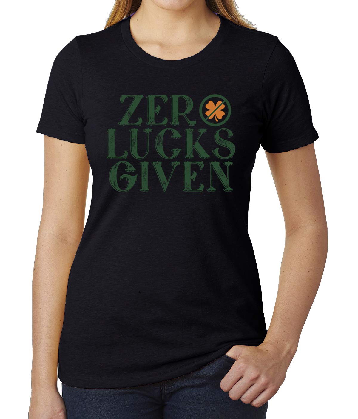 Mato & Hash Zero Lucks Given Women's Graphic T-Shirts - Funny & Sarcastic Tees for Casual Wear, Girls Night Out, or Gift Giving