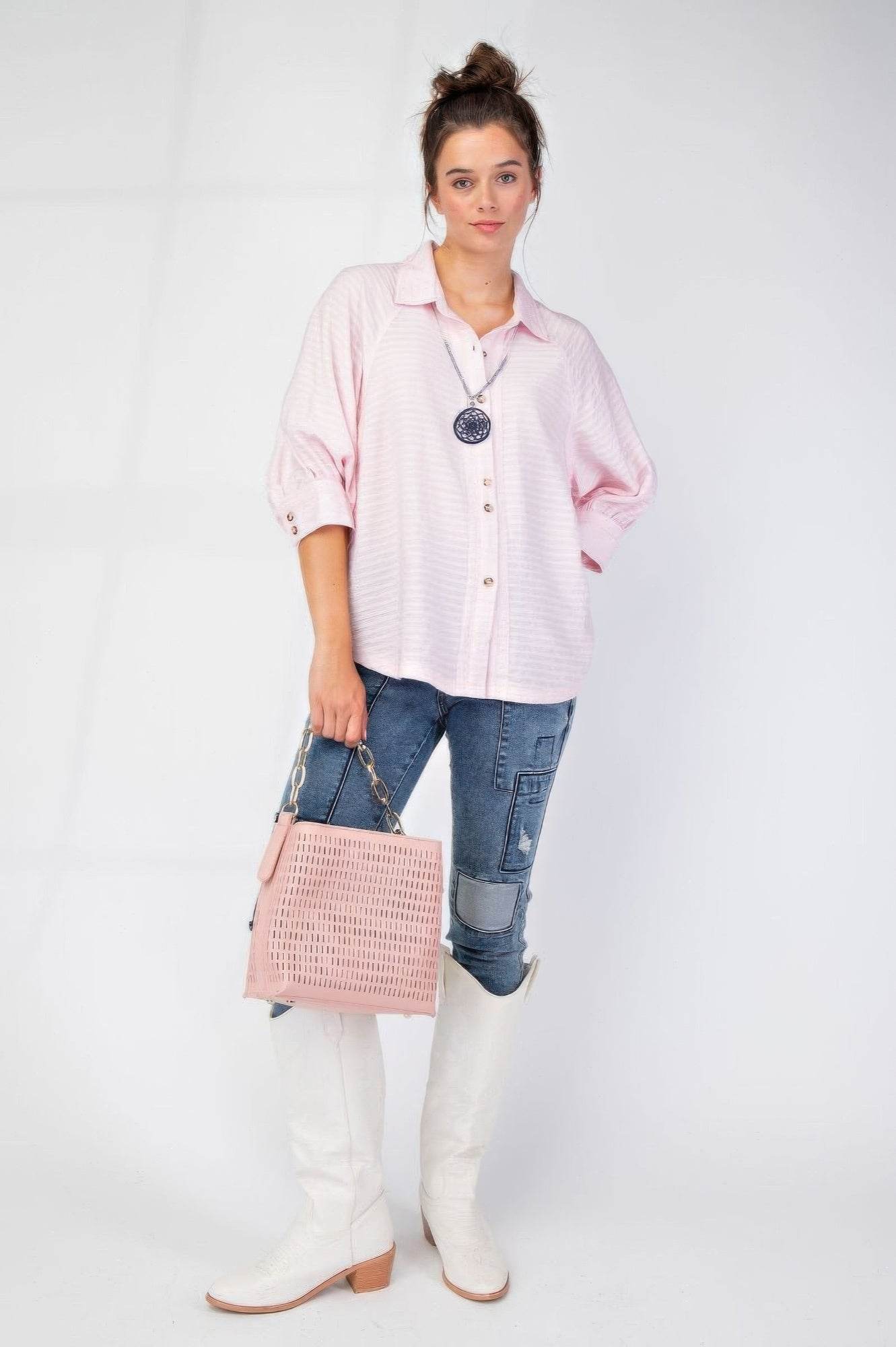 Textured Woven Button Down Shirt for Men & Women - Casual & Office Wear - Perfect for Business, Dates & Everyday Outfits