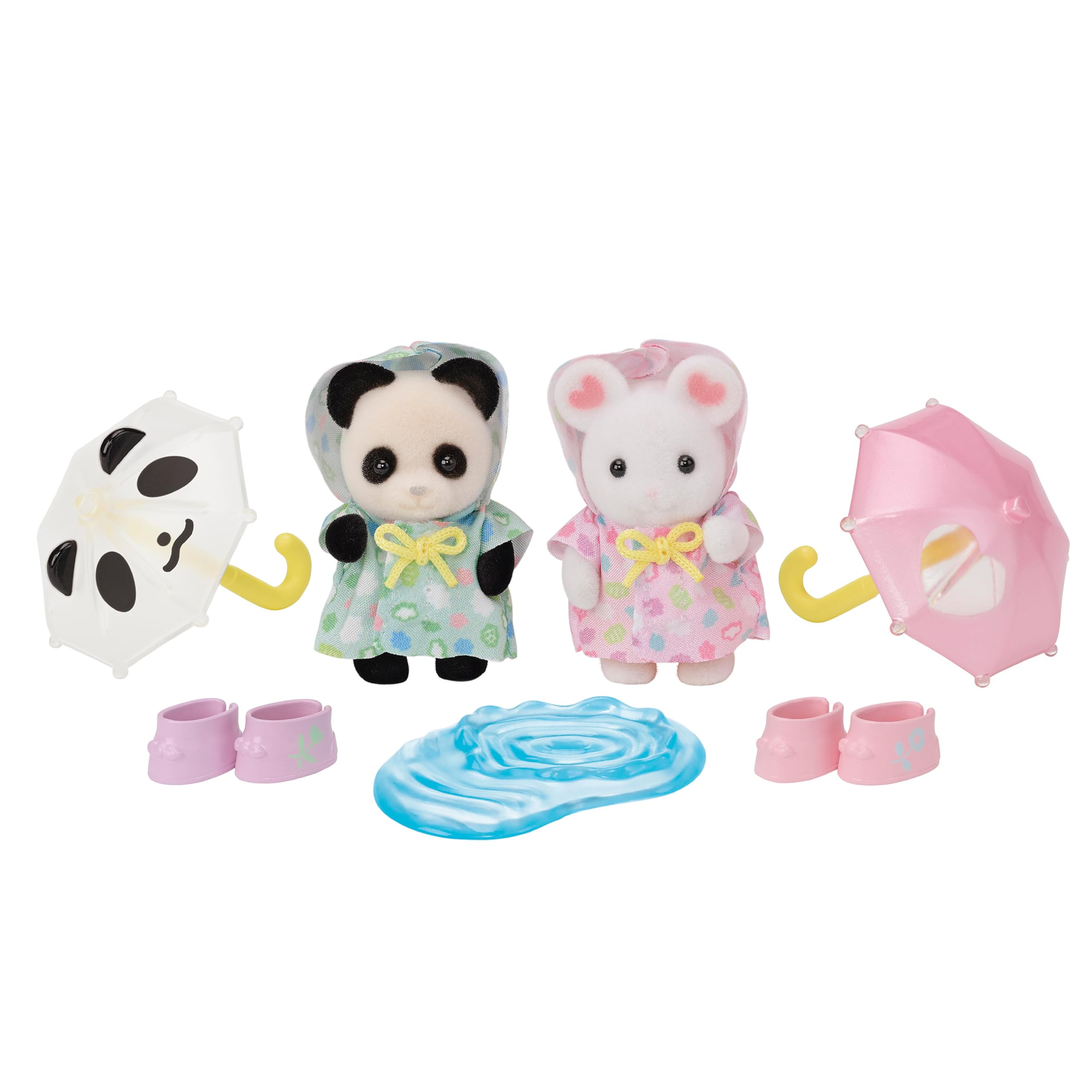Calico Critters Nursery Friends - Rainy Day Duo | Adorable Animal Figurine Playset for Kids | Perfect for Pretend Play, Storytelling & Collecting