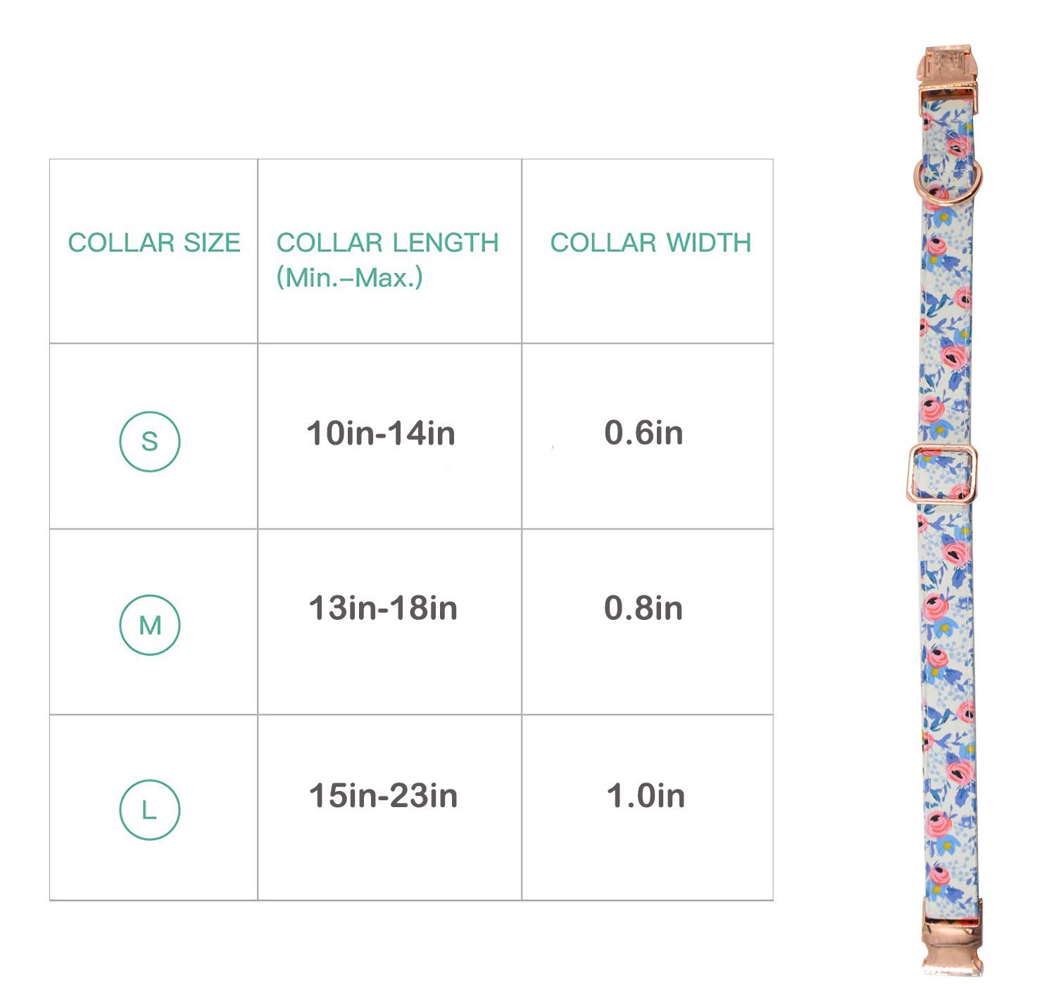 Durable Adjustable Metal Buckle Dog Collar for Small Medium Large Dogs (15-23in) - Comfortable Pet Collar for Daily Walks, Training & Outdoor Adventures (Flower Pattern)