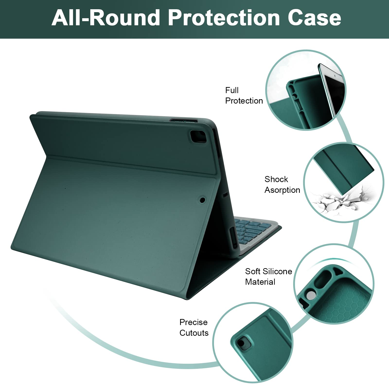LAMA Wireless Bluetooth Keyboard Case with Mouse for iPad 10.2