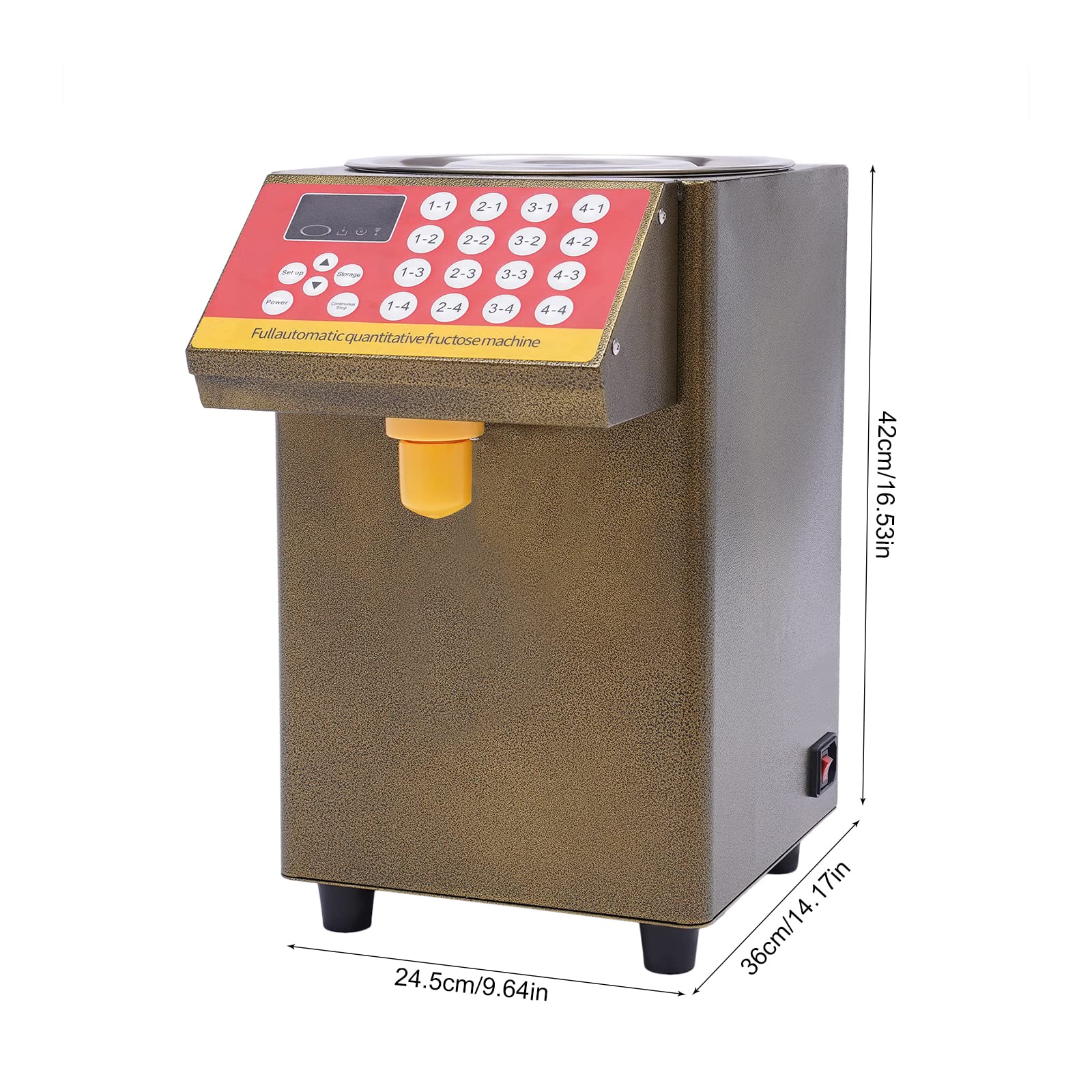Automatic Sugar Syrup Dispenser 2 Gallon - Fructose Dispenser for Bubble Tea, Milk Tea & Soft Drinks - 110V Commercial Drink Equipment for Cafes, Shops & Restaurants