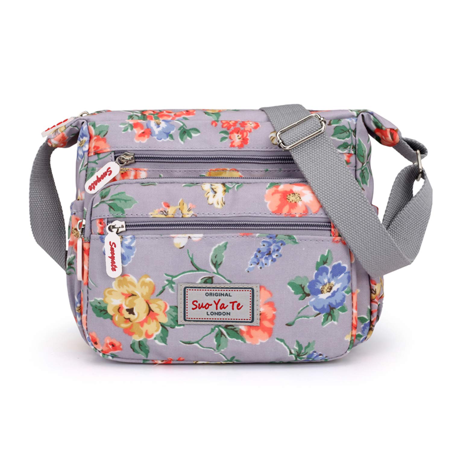 Women's Floral Nylon Crossbody Bag - Waterproof Adjustable Strap for Travel & Daily Use