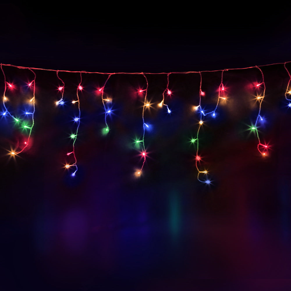 12.5M Solar Powered Christmas Icicle Lights - Multi Color LED String Lights for Outdoor Holiday Decorations | Perfect for Roof, Garden, and Patio Decor