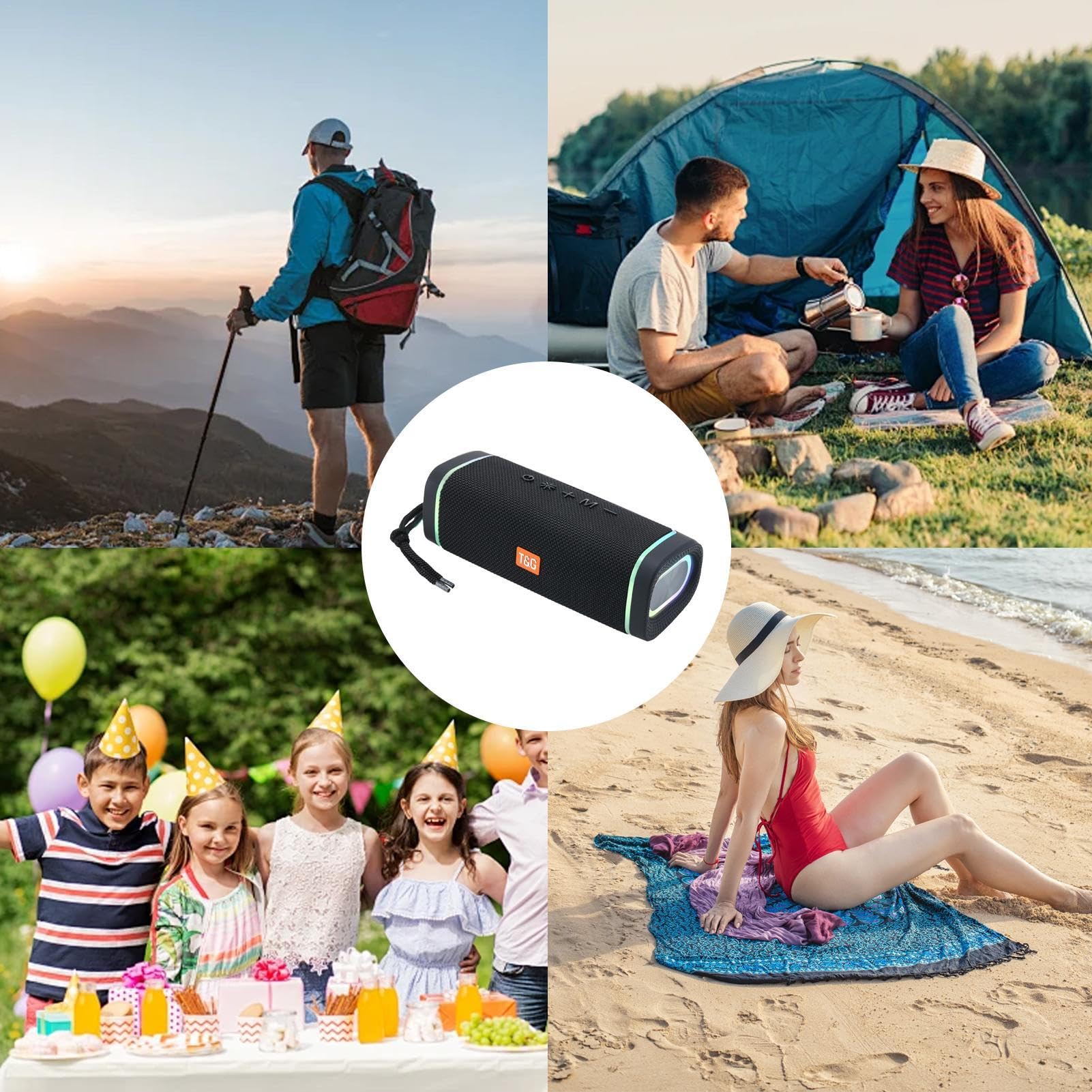 Aizuoni Wireless Bluetooth Speaker - Portable Waterproof Dustproof Outdoor Speaker with Rechargeable Battery & Carrying Strap - Perfect for Hiking, Camping, Beach, Pool Parties & Backyard BBQs