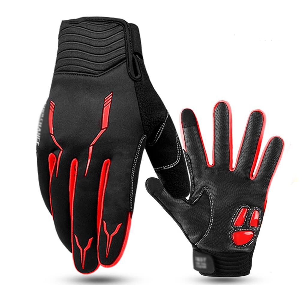 Anti-Slip Touch Screen Cycling Gloves with Gel Padding - Full Finger MTB Bike & Motorcycle Gloves for Men & Women - Winter Sports Riding Gear (Large, Color A) - Perfect for Mountain Biking, Road Cycling & Cold Weather Commuting