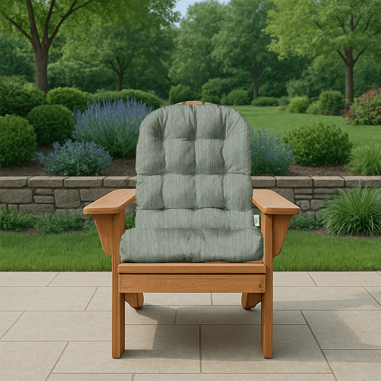 Sunbrella Cast Greens & Blues Tufted Adirondack Chair Cushion - Waterproof Outdoor Patio Furniture Cushion for Deck, Poolside & Garden Relaxation