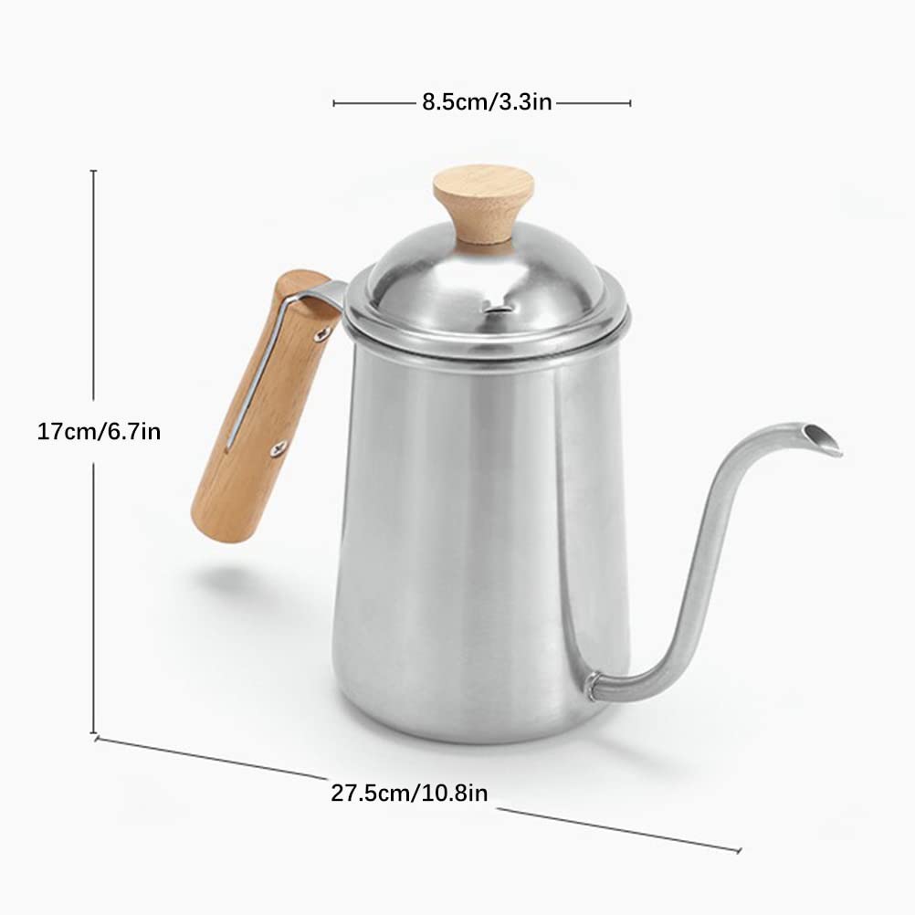 Premium Stainless Steel Gooseneck Coffee Kettle for Pour Over & Drip Coffee - Stovetop Tea Kettle with Ergonomic Wooden Handle - Perfect for Home Baristas, Coffee Shops & Tea Lovers