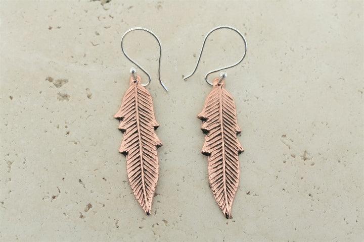 Elegant Long Copper Leaf Earrings for Women - Boho Chic Handmade Jewelry - Perfect for Parties, Weddings & Everyday Wear