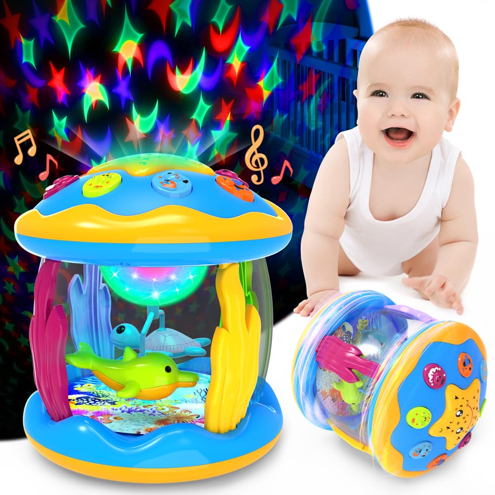 Best Baby Toys 6-12 Months - Musical Projector with Rotating Lights & Soothing Sounds, Interactive Tummy Time Toy for Infants 12-18 Months, Early Learning Educational Toy for Toddlers 1-3 Years - Perfect Birthday Gift for Boys & Girls (0-3-6-9-12-18 Months) | Ideal for Nursery Playtime, Sensory Development & Bedtime Relaxation