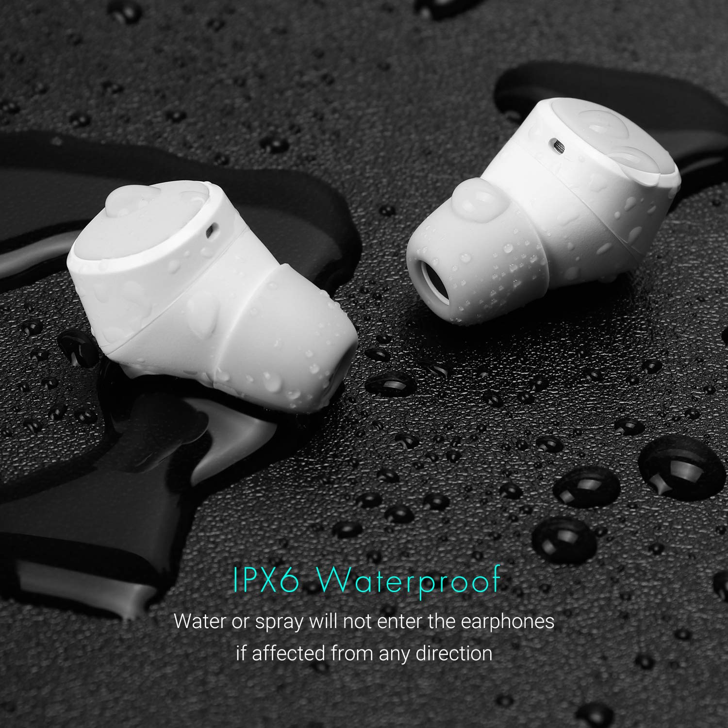 August EP800 Wireless Earbuds with Charging Case - Bluetooth 5.0 Headphones with Deep Bass, IPX5 Waterproof & Noise Cancelling Mic for Running, Gym & Workout (White) | Perfect for Sports, Commuting & Travel