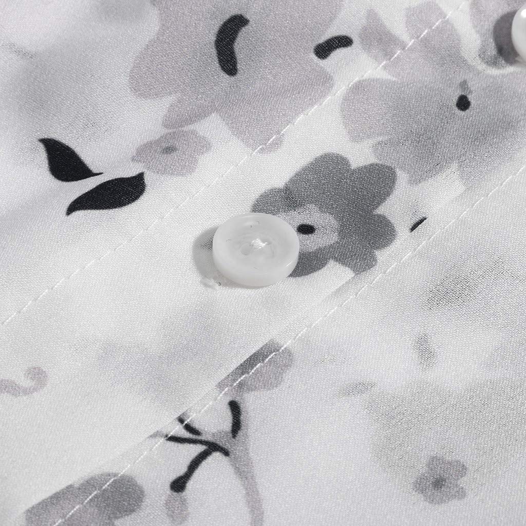 Women's Plus Size Summer T-Shirts - Loose Fit V-Neck Long Sleeve Tunic Blouse with Printed Design (White, XXXL) | Casual Wear, Beach Cover-Up, Layering Piece
