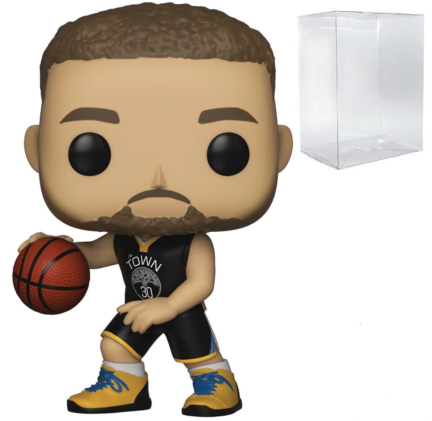 Stephen Curry Golden State Warriors #30 NBA Action Figure with Pop Protector - Officially Licensed Collectible for Fans, Display & Gift Giving