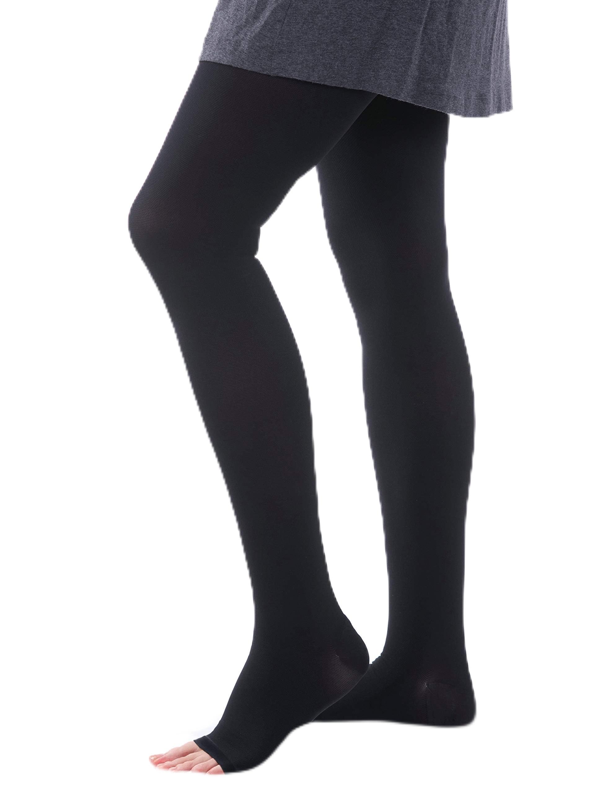 Allegro Women's 20-30 mmHg Thigh High Compression Stockings - Soft Opaque Microfiber Open Toe for Varicose Veins & Swelling Relief - Perfect for Nurses, Travel & Pregnancy Support