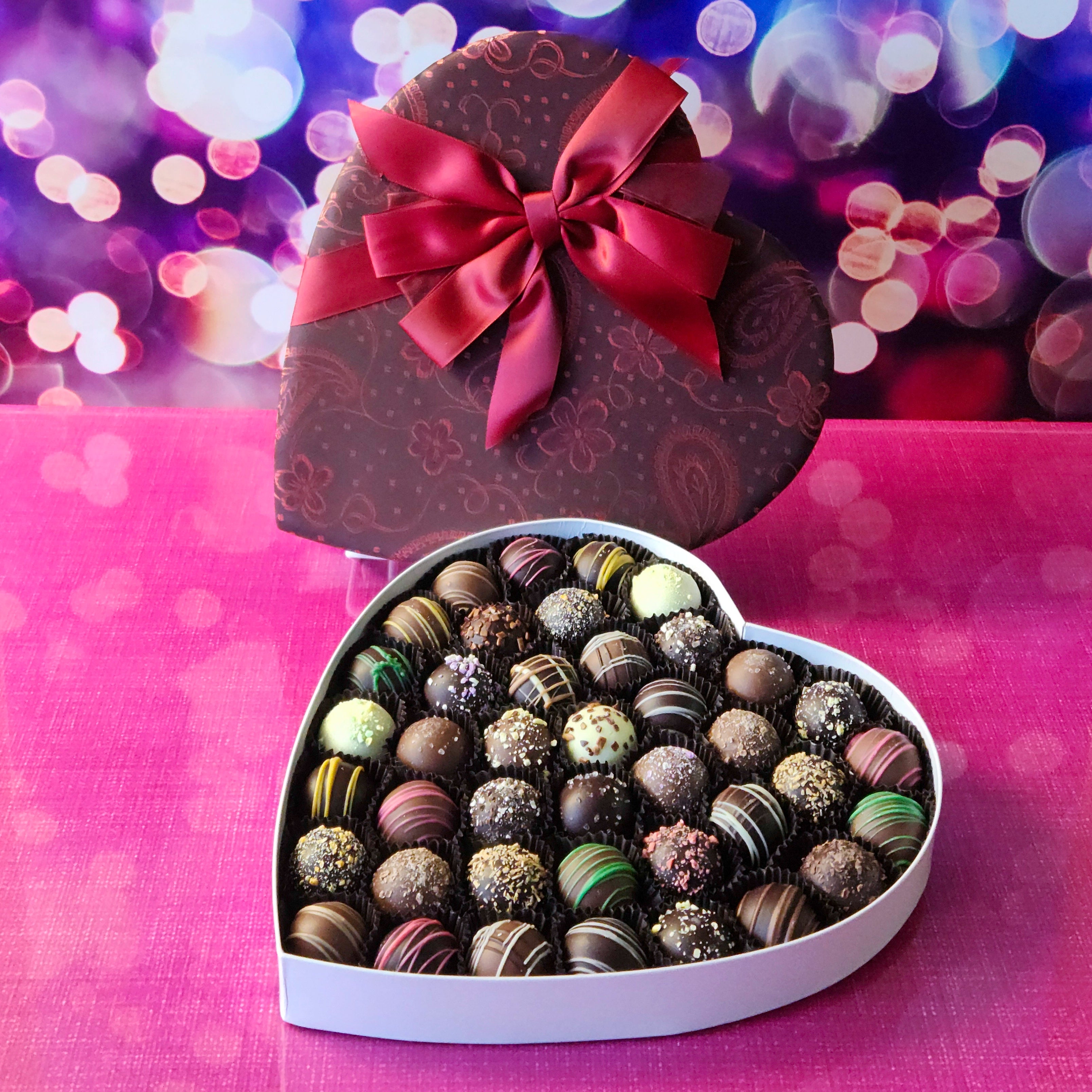 Premium Valentine's Day Chocolate Truffle Heart Gift Box - Luxury Dark & Milk Chocolate Assortment for Romantic Couples, Anniversaries & Special Occasions
