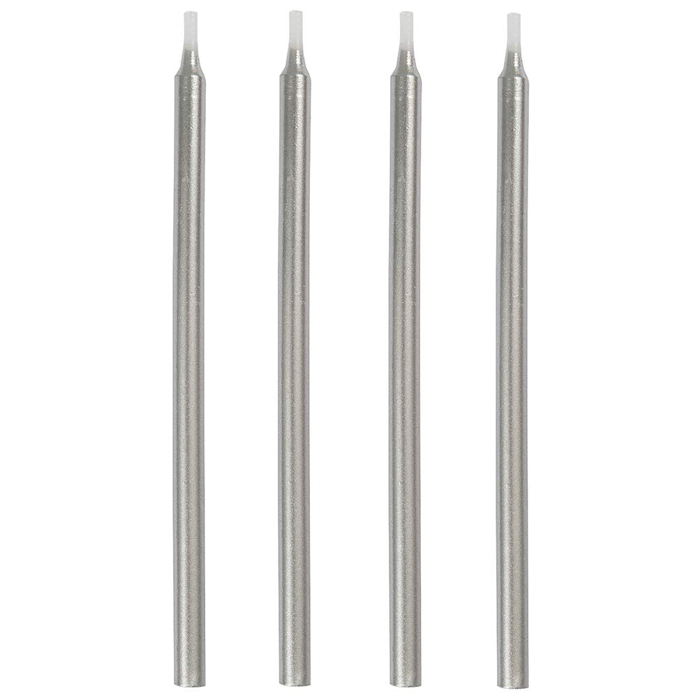 Elegant Silver Birthday Candles - 5 Inch Pack of 12 - Shiny Metallic Finish - Perfect for Birthday Cakes, Anniversary Parties & Special Celebrations - Premium Decorative Candles for Festive Occasions