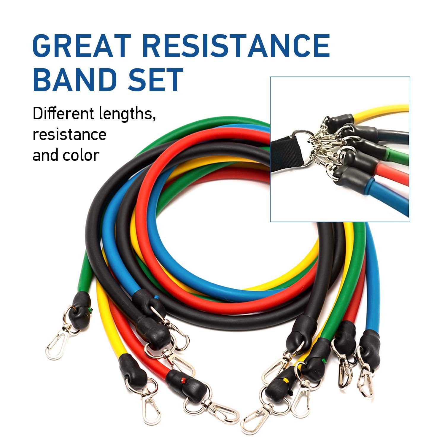 ZALU 11-Piece Resistance Bands Set for Home & Gym Workouts - 5 Exercise Loop Bands, Foam Handles, 2 Core Sliders, Door Anchor, Ankle Straps & Carry Bag - Perfect for Strength Training, Yoga, Pilates & Physical Therapy