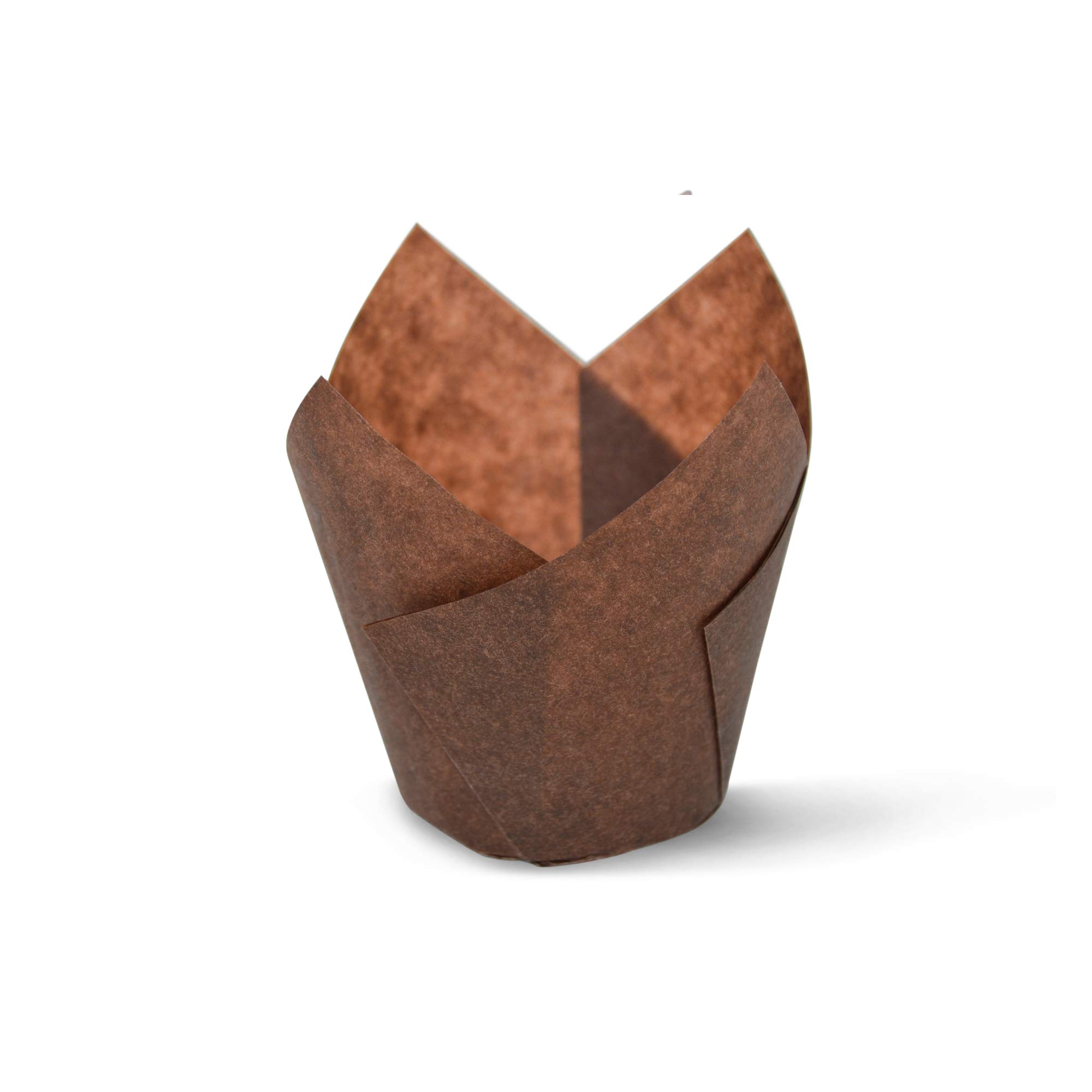 SimpleGood Brown Medium Size Tulip Baking Cups - 100 Pack Greaseproof Cupcake & Muffin Liners for Perfect Baking | Ideal for Parties, Weddings, and Home Baking