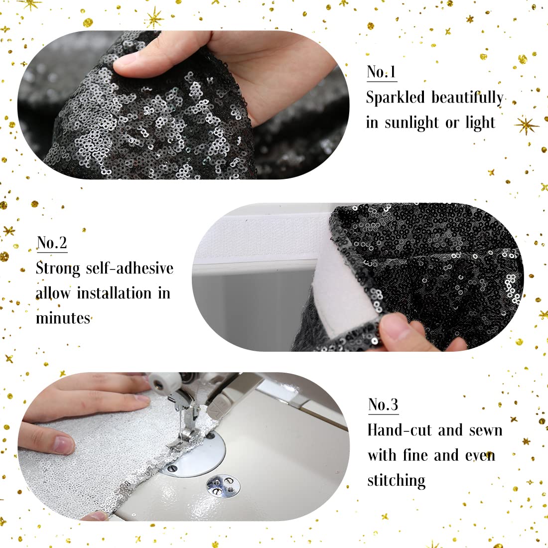 Poise3EHome 14ft Sequin Table Skirt - Elegant Black Party Table Cover for Rectangle, Round & Square Tables - Perfect for Wedding, Birthday, Christmas & Holiday Decorations - Enhance Your Event with Sparkling Glamour