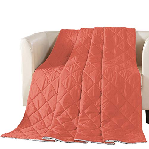 Premium Soft Quilted Bedspread - Oversized Queen Size Cotton Filled Coverlet for Bed, Couch & Sofa | Warm & Cozy Orange Quilted Comforter for All Seasons | Perfect for Home Decor, Guest Room & Living Room