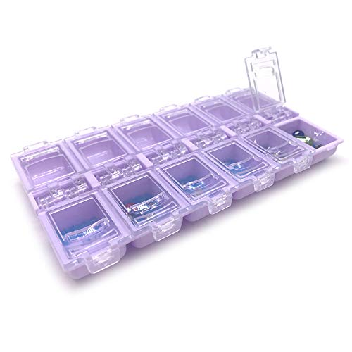 12 Cells Nail Polish Storage Box - Manicure Display Organizer for False Tips, Glitter & Rhinestone Beads - Empty Nail Art Case (Purple) | Perfect for Salon, Home & Travel Nail Organization
